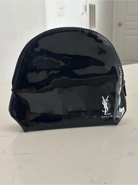 Saint Laurent Black Satin Cosmetic Pouch